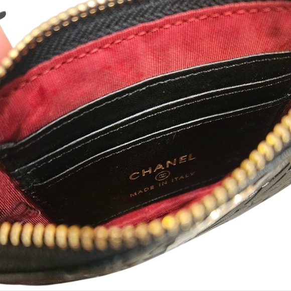 Black PVC Embossed Floral Zipper Pouch + Bag - Picture 5 of 12